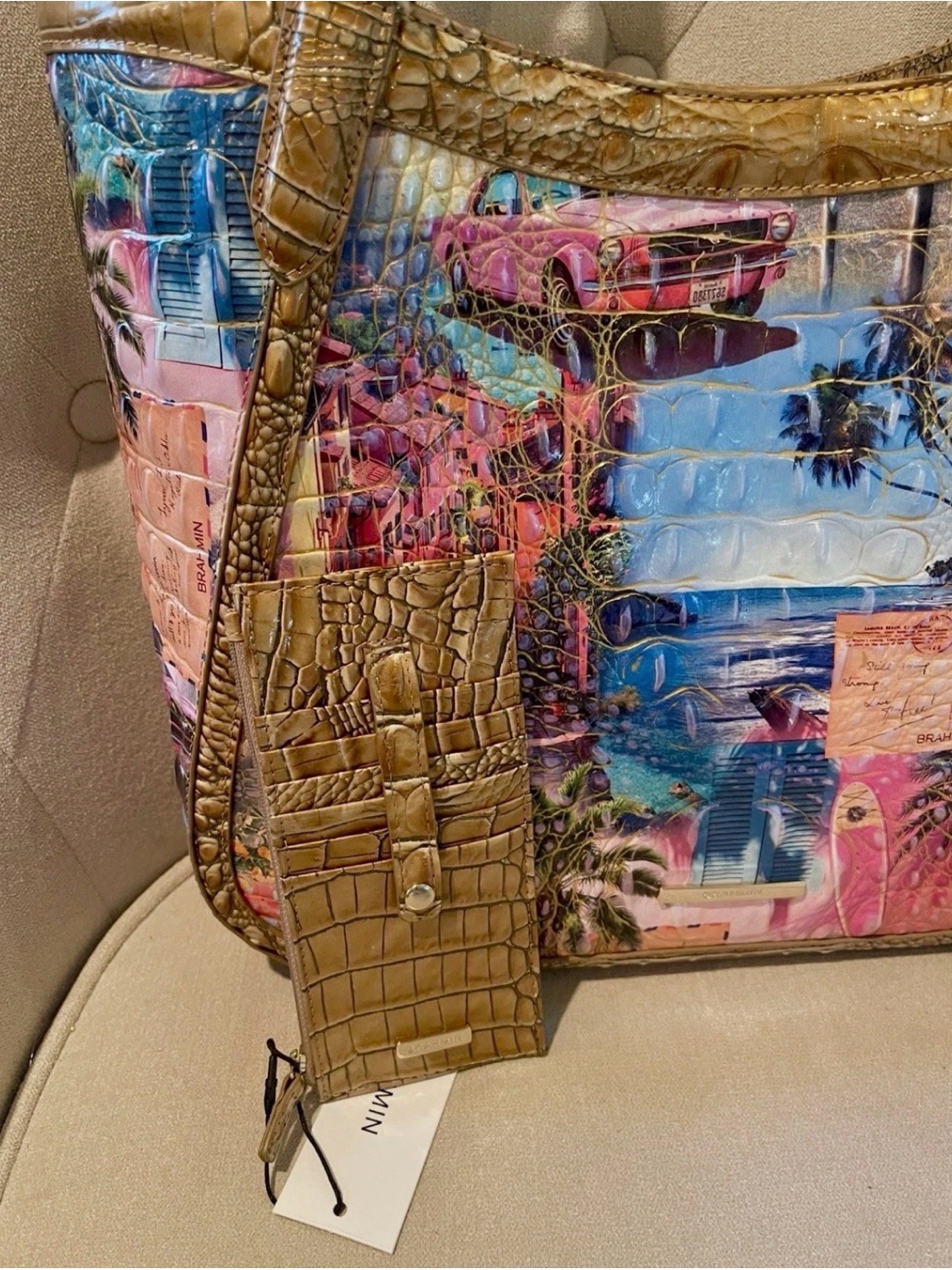 Brahmin Aliza Colorful Tote In Myrtos Multi Beach Travel Matching Cc Wallet Nwt — image 5 of 8